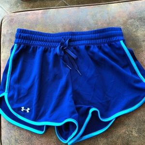 Blue, loose fit athletic shorts
